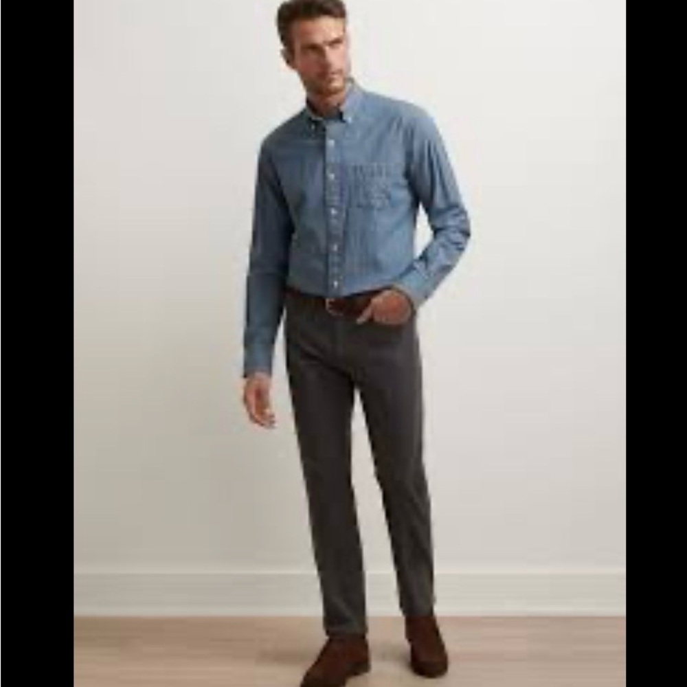 Peter Millar 5 pocket Gray Cotton Blend Chinos size 35 Long  *flaw*